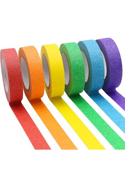 erorex Colored Masking Tape 16 Yard Per Roll 6 Rolls Rainbow Colors Painting Tape Painters Tape Craft Tape