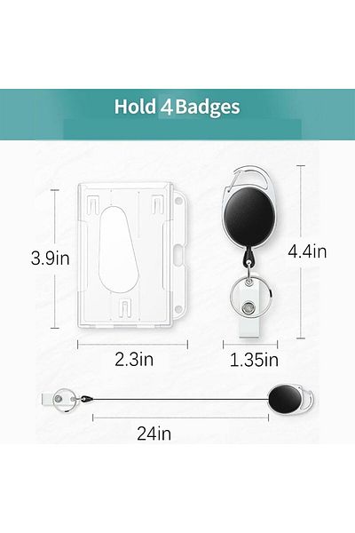 erorex 4 Pack Badge Holders Badge Holder With Clip Zinc Alloy+Thumb Slots Badge Holders For Ids Driver'S