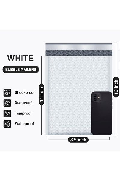erorex Bubble Mailers 8.5X12 Inch White 25 Pack Poly Padded Envelopes #2 Medium Mailing Opaque Packaging