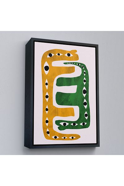 Harita Sepeti Pictură cu șarpe ezoterice cu ochi abstracti într-un cadru auriu