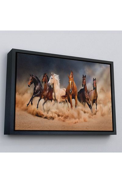Harita Sepeti Cai care alergă în cadru de aur Pictură decorativă pe pânză