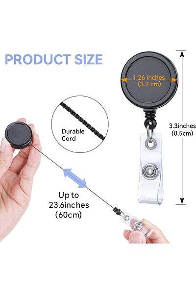 erorex 5 Pcs Retractable Badge Holder Badge Reel Badge Holder Reels With Swivel Alligator Clip For