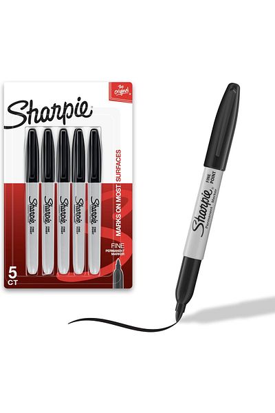 erorex Permanent Marker Fine Point Black Pack Of 5
