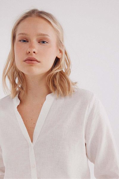 Springfield Mandarin Collar Linen Shirt