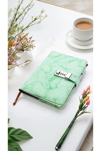 erorex Marble Diary With Lock Refillable A5 Daily Journal 192 Pages Combination Lock Notebook For Girls