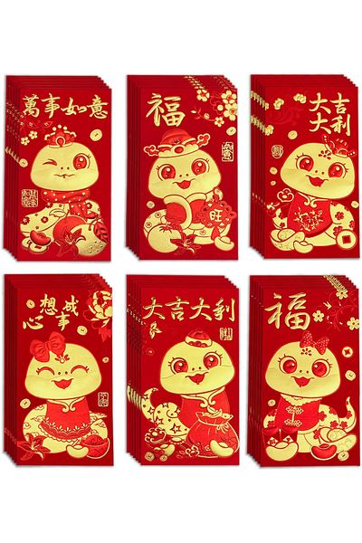 erorex 2025 Chinese New Year Red Envelope 36Pcs China Spring Festival Red Packets With 6 Different Gold