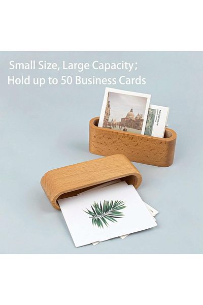 erorex Business Card Holder For Desk Stand Wood Business Card Organizer Oval Wood Business Holder Boxes