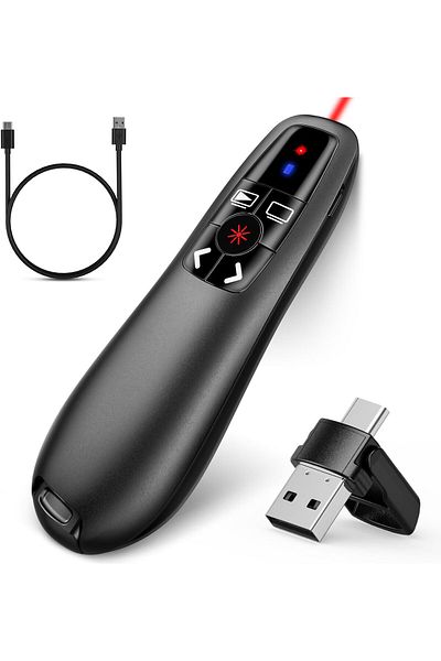 erorex Rechargeable Presentation Clicker With 2 In 1 Usb Type C Wireless Presenter Remote Clicker For