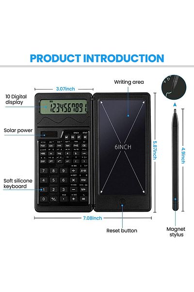 erorex Scientific Calculator 10 Digit Calculator With Erasable Writing Tablet Foldable Financial