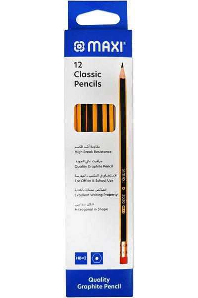 erorex Classic Graphite Pencil Hb With Rubber Tip Box Of 12 Pc Black
