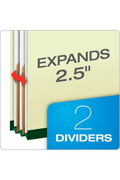 erorex Classification Folders 2 Dividers Light Green Letter 10 Bx 17173
