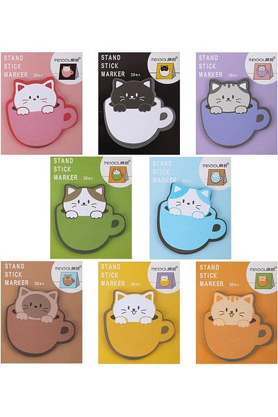 erorex 8 Pack Sticky Notes Cat Shape Note Cartoon Sticky Notes Pads Self Stick Memo Pads Students Home