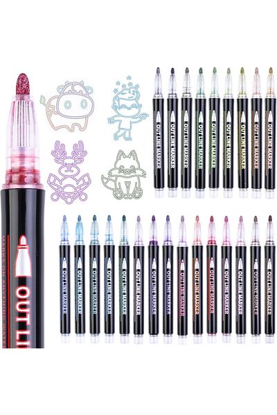 erorex Outline Metallic Markers Doodle Glitter Markers For Kids Super Squiggles Colored Pens For Writing