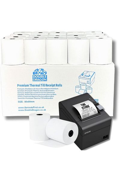 erorex 20 Rolls Of Premium 80 X 80Mm Thermal Paper Till Receipt Roll; For Epos Pos Terminal Cash Register