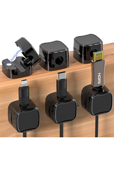 Generic مجموعة من 6 مشابك كابلات وحامل أسلاك ومنظم للطاولة الجانبية والمكتب و...