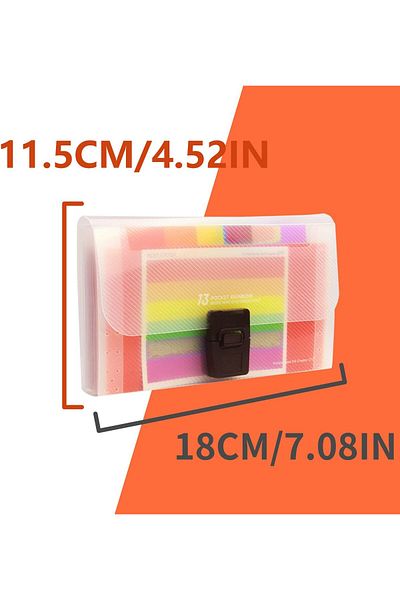 erorex 7X4.5 Inch Expandable Portable Folder 13 Pocket Buckle File Organizer A6 Plastic Wallet For Cards