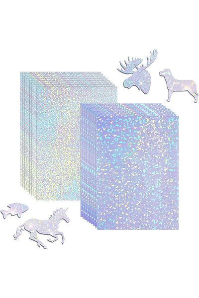 erorex Holographic Self Adhesive Film 36 Sheets Holographic Sticker Paper Clear A4 Vinyl Sticker Paper