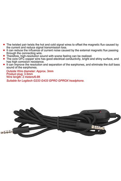erorex Gaming Headset Cable With Volume Control Mute Switch For Logitech G Pro G Pro
