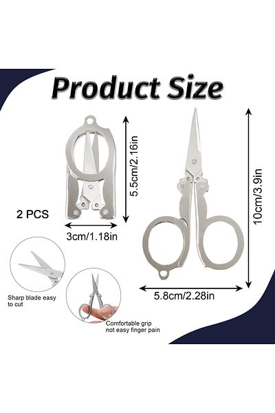 erorex 2 Packs Small Folding Scissors Stainless Steel Small Scissors Portable Travel Scissors Paper Craft