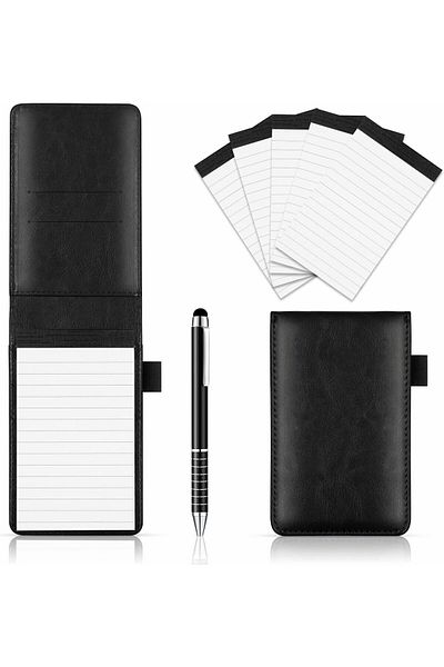 erorex Compact Pocket Notepad Set 14 X 9 Cm Notepad Holder With Stylish Metal Pen