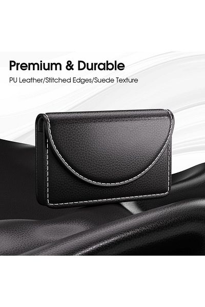 erorex Pu Moon Black Leather Business Card Holder Business Cards Case With Magnetic Shut Black Holds 25