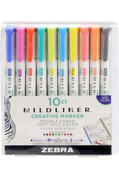 erorex Pen Mildliner Double Ended Highlighter Broad And Fine Tips Refresh And Friendly Colors 10 Count
