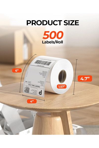 erorex Thermal Direct Shipping Label Pack Of 500 4X6 Per Roll Labels Commercial Grade