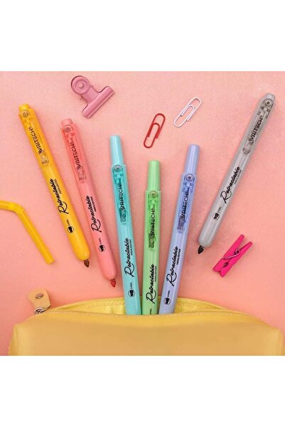 erorex Retractable Highlighters 6 Mild Assorted Colors: Chisel Tip Click Aesthetic Highlighter Marker Pens