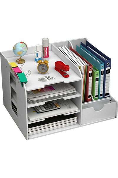 erorex 4 Tier White Desktop Organizer Desk Organizer All In One Desk Organizer And Accessories With