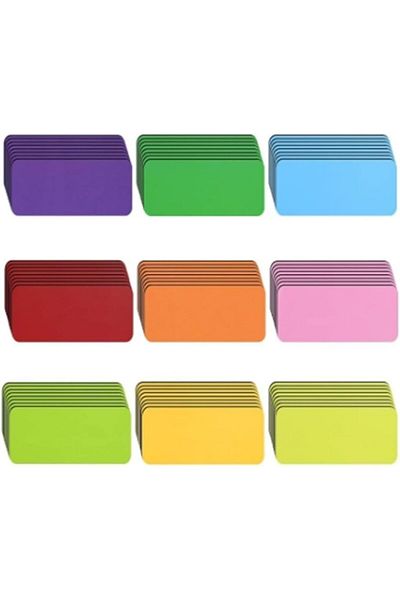 erorex 54 Pcs Magnetic Dry Erase Labels Magnetic Label Stickers 9 Colors Reusable Name Tag Label Plate