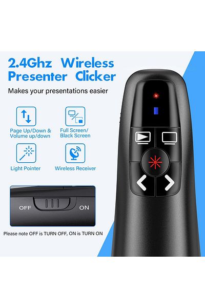 erorex Rechargeable Presentation Clicker With 2 In 1 Usb Type C Wireless Presenter Remote Clicker For