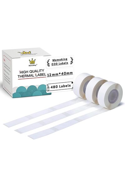 erorex D30 Labels Pure White Label Thermal Printer Paper Self Adhesive 12Mmx40Mm For Name Price Folder