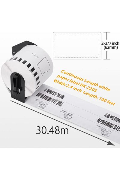 erorex Label Replace For Brother Ql 820Nwb Dk 2205 Continuous Length 62Mm X 30.48M 2 3 7 Inch X 100' Paper