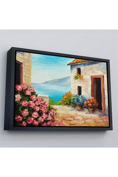 Harita Sepeti Vedere pe mare în jurul casei pictură murală cu flori în rame aurii