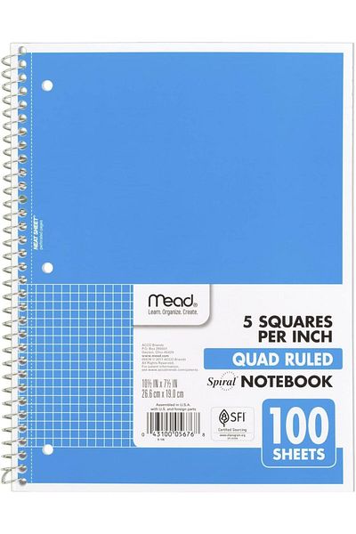 erorex Spiral Notebook 1 Subject Graph Ruled Paper 10 1 2 Inch X 8 Inch 100 Sheets Blue 05676Ay7