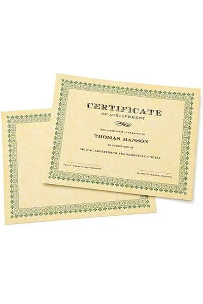 erorex Green Border Paper Certificates 100 Ct