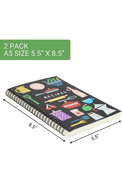 erorex 2 Pack 5.5 Inch X 8.5 Inch Recipe Book To Write In Your Own Recipes Blank Recipe Notebook Spiral