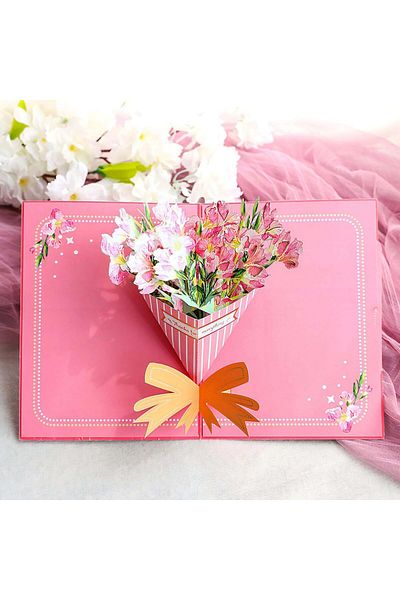 erorex Fancy Elegant Flower Design 3D Pop Up Card Greeting Card For Mother'S Day Gift Valentine Gift Eid