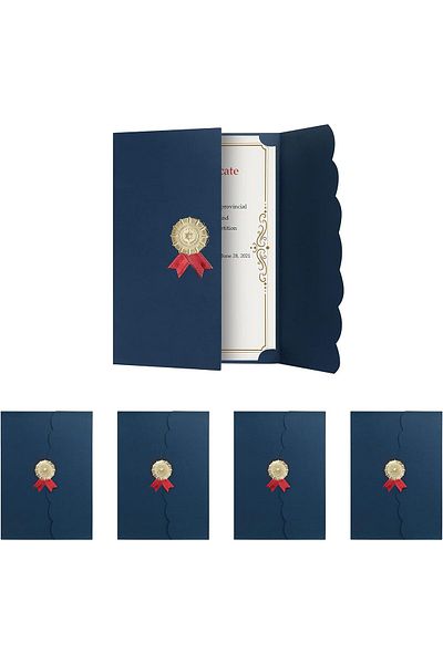 erorex 5Pcs A4 Certificate Holder Graduation Diploma Cover Degree Certificate Holder Trifold Document