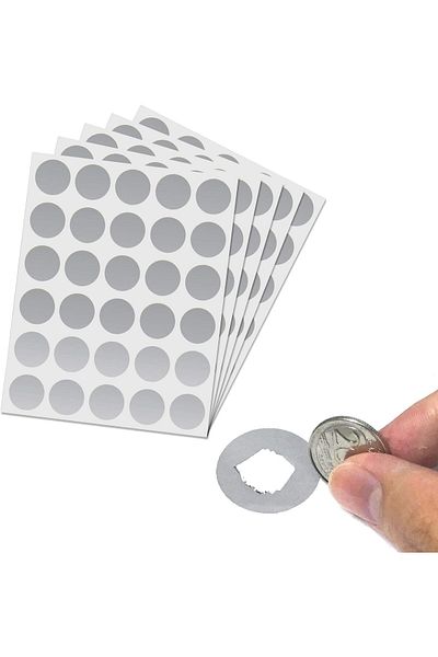 erorex 150 Pack 1 Inch Scratch Off Stickers Labels Round Circle Silver