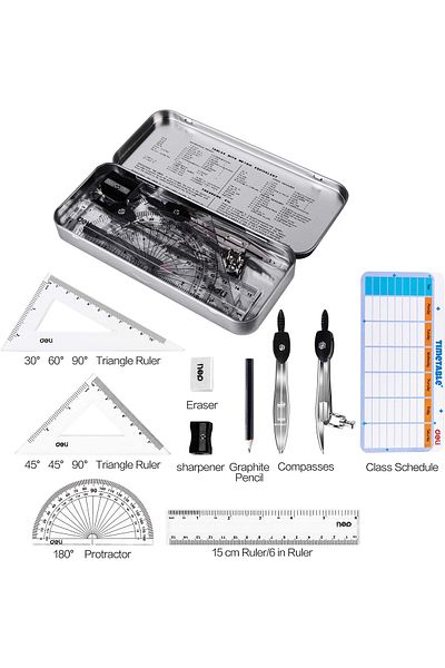 erorex 4 Pieces Math Geometry Tool Plastic Clear Ruler Sets Includes Straight Ruler Triangle Ruler
