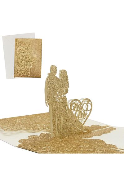 erorex Valentine Pop Up Greeting Card Wedding Card Bride And Groom Romantic Wedding Card With Envelopes