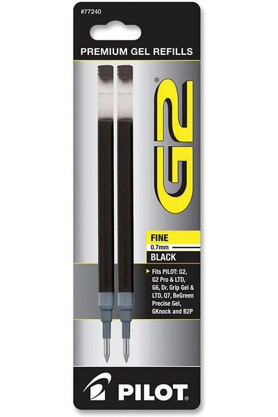 erorex G2 Gel Ink Refill 2 Pack For Rolling Ball Pens Fine Point Black Ink 77240