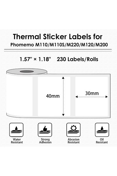 erorex M110 Labels Paper For M110 M120 M200 M220 Label Maker 50×30Mm White Adhesive Rectangle Labels 1.97