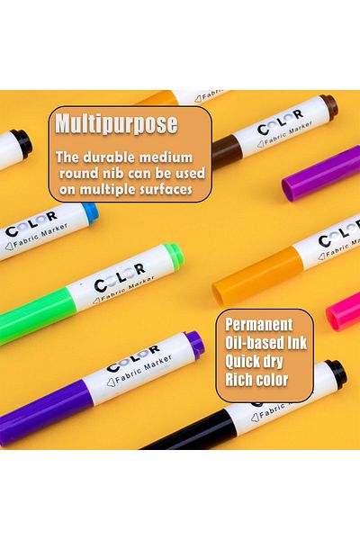 erorex 12 Colors Fabric Markers Pen Permanent Fabric Paint Pens Art Markers Set Quick Dry Waterproof