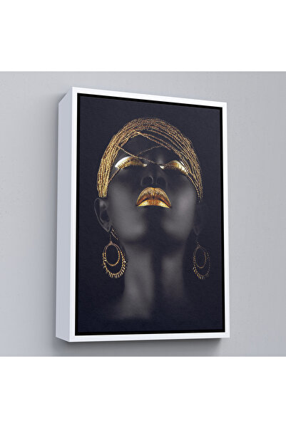 Harita Sepeti Afrička crnkinja u belom okviru, dekorativna slika na platnu Ya...