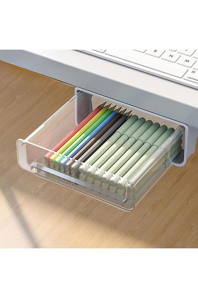 erorex Under Desk Drawer Storage Box Desk Storage Tool Large Capacity Office Storage Box Invisible Storage