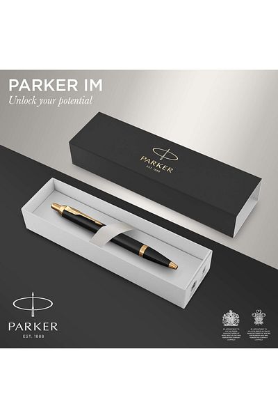 erorex Im Ballpoint Pen Black Lacquer With Gold Trim Medium Point Ink Refill Gift Box 8365