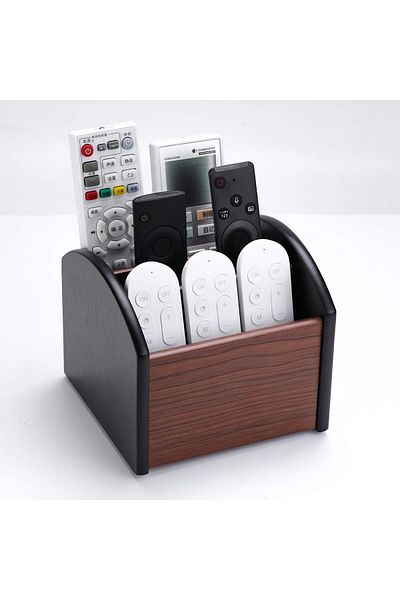 erorex Remote Control Holder Caddy Wooden Desk Organizer With 4 Compartments Multifunctional Storage For