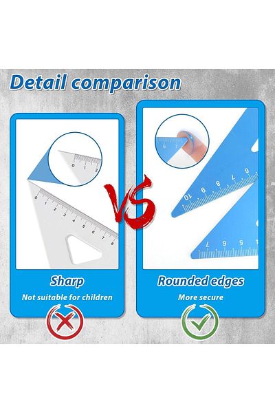 erorex Triangular Ruler Set 4 Pieces Aluminum Alloy Ruler Metal Drafting Ruler Geometric Protractor For
